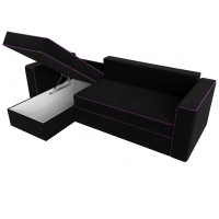 Угловой диван Принстон (микровельвет черный фиолетовый) - Изображение 2